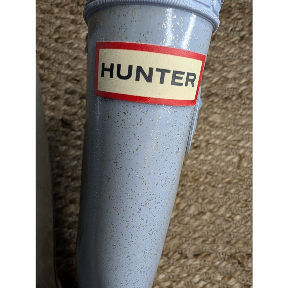 Hunter Original Tall Rain Boots Blue Sparkle Women's 6 Outdoor Waterproof - Picture 6 of 11